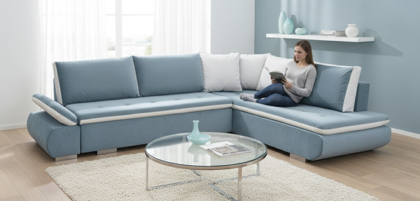 Sofa Sofa Sofa z funkcją spania + Podstawa łóżka Narożnikowa kanapa Couch *NOWOŚĆ*