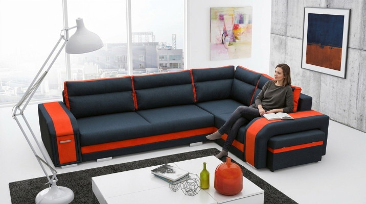 Sofa Sofa rozkładana Sofa z funkcją łóżka + Podstawa łóżka Narożnikowa kanapa Couch (Nowość)