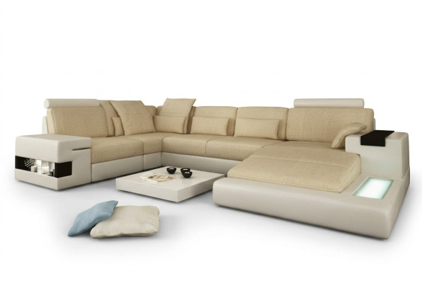 Narożnikowa kanapa Sofa Kanapa Podkładka U Form Żywy krajobraz Design Kanapy XXL Big