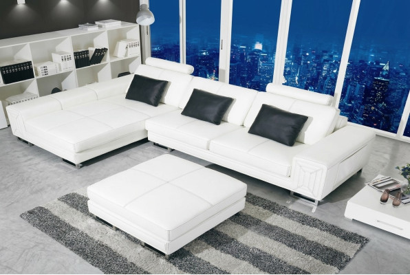 Narożnikowa kanapa Sofa Kanapa Podkładka Skórzana sofa z Półka Siedziba Zestaw sof Narożnik GenovaS