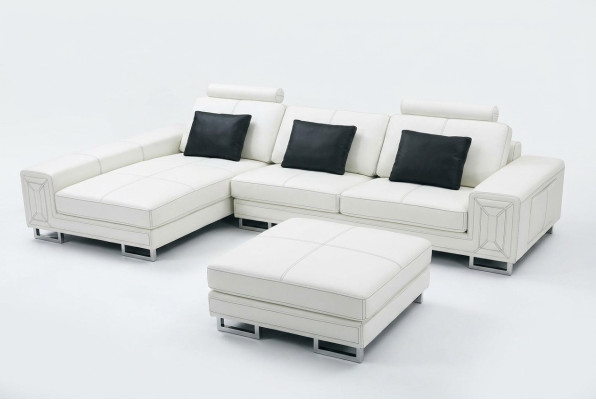 Narożnikowa kanapa Sofa Kanapa Podkładka Skórzana sofa z Półka Siedziba Zestaw sof Narożnik GenovaS