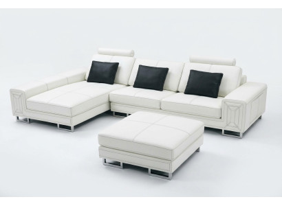 Narożnikowa kanapa Sofa Kanapa Podkładka Skórzana sofa z Półka Siedziba Zestaw sof Narożnik GenovaS
