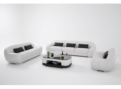 Zestaw sofowy 3+2+1 Couch Podkładka Siedziba Skóra Ustawić Designer Set New Homberg W