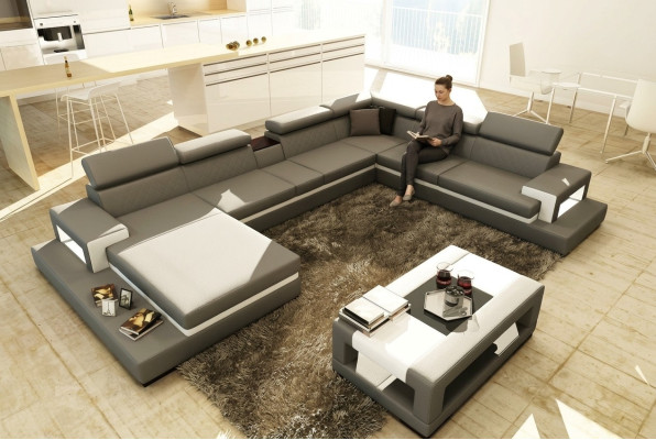 Skórzana sofa sofa Narożnikowa kanapa kanapa w kształcie litery U Żywy krajobraz projektant Siedziba Narożnik
