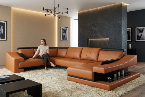 Sofa skórzana Żywy krajobraz XXL Narożnikowa kanapa Bigsofa Couch Ustawić designerską sofę PHM105