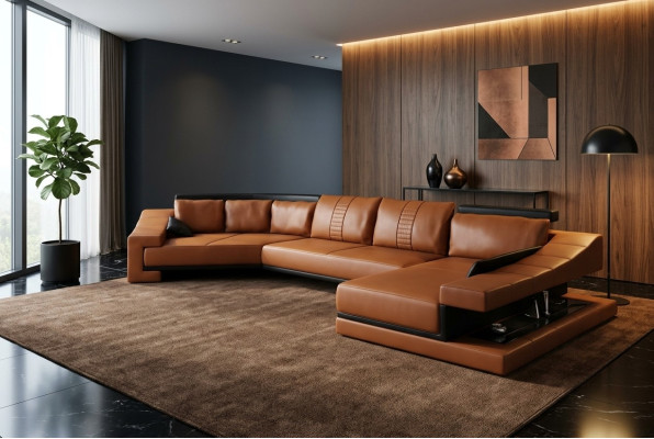 Sofa skórzana Żywy krajobraz XXL Narożnikowa kanapa Bigsofa Couch Ustawić designerską sofę PHM105