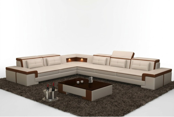 Nowoczesna kanapa narożnikowa Skóra Podkładka Design Sofa Ustawić Żywy krajobraz