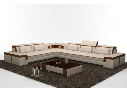 Nowoczesna kanapa narożnikowa Skóra Podkładka Design Sofa Ustawić Żywy krajobraz