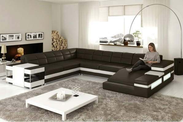Skórzana sofa sofa kanapa Podkładka Narożnik Żywy krajobraz Narożnikowa kanapa Design Skóra PH3006 Nowość