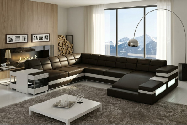 Skórzana sofa sofa kanapa Podkładka Narożnik Żywy krajobraz Narożnikowa kanapa Design Skóra PH3006 Nowość