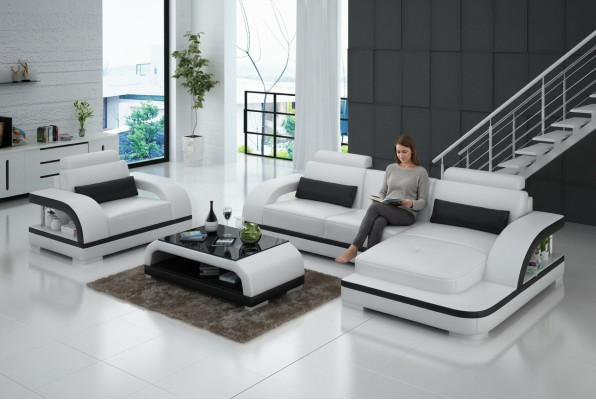 Sofa skórzana kanapa Żywy krajobraz Narożnikowa kanapa + 1-osobowa Ustawić Nowoczesna Sofa G8011E