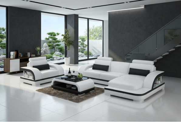 Sofa skórzana kanapa Żywy krajobraz Narożnikowa kanapa + 1-osobowa Ustawić Nowoczesna Sofa G8011E