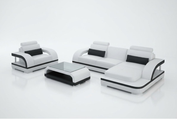 Sofa skórzana kanapa Żywy krajobraz Narożnikowa kanapa + 1-osobowa Ustawić Nowoczesna Sofa G8011E