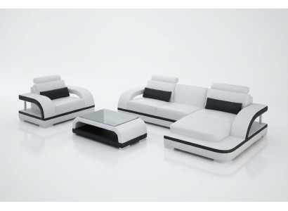 Sofa skórzana kanapa Żywy krajobraz Narożnikowa kanapa + 1-osobowa Ustawić Nowoczesna Sofa G8011E