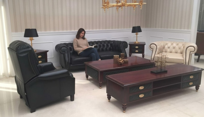 Tapicerka kanapa Sofa Klasyczne Chesterfield Nowa Skóra Sofy 3-osobowe CHARLYNEW