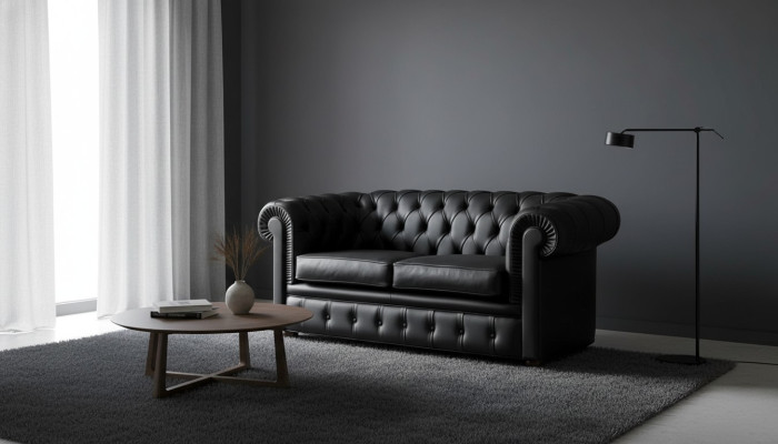 Chesterfield Sofa Kanapa Sofa z podłokietnikiem Klasyczny 2-osobowy fotel wypoczynkowy z siedziskiem z skóry z owczej miejscowości Schaffhau.