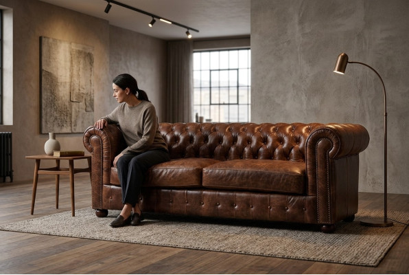 Chesterfield Sofa Kanapa Tapicerka 3-osobowa Zestaw Skórzany Tekstylia Nowe