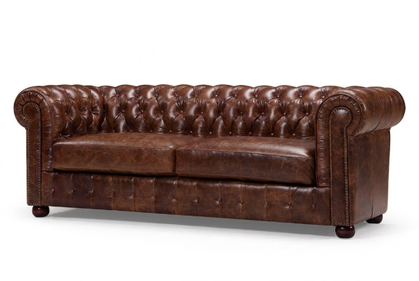 Chesterfield Sofa Kanapa Tapicerka 3-osobowa Zestaw Skórzany Tekstylia Nowe
