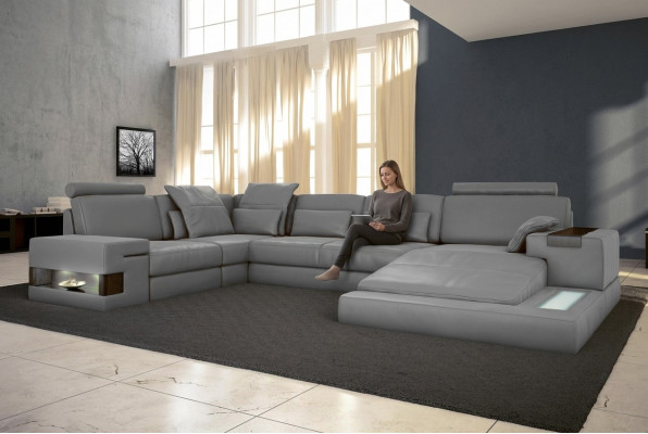Skóra Design Sofa Kanapa Podkładka Narożnikowa kanapa Ustawić Żywy krajobraz Narożnikowa kanapa XXL Narożnik