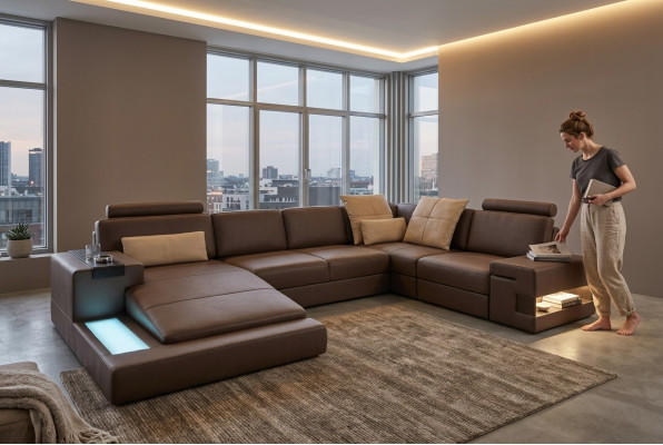 Skórzana sofa Narożnikowa kanapa Sofa Kanapa Podkładka Bellini xxl duży Żywy krajobraz Narożnik Sofy