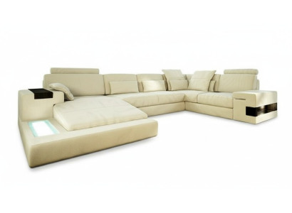 Sofa skórzana Sofa designerska U Shape Żywy krajobraz Couch Podkładka Narożnikowa kanapa Ustawić Nowość