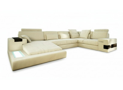 Sofa skórzana Sofa designerska U Shape Żywy krajobraz Couch Podkładka Narożnikowa kanapa Ustawić Nowość