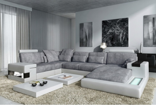 Sofa skórzana Podkładka narożnikowa Ustawić Żywy krajobraz Skórzana sofa designerska Kanapa Nowość