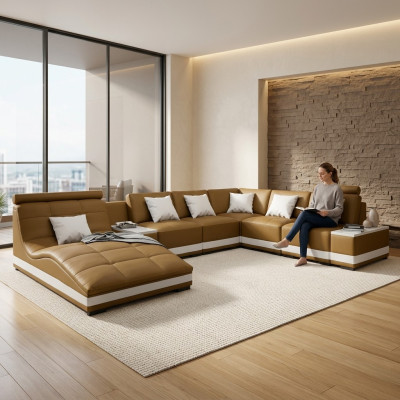 Designerska sofa Narożnikowa kanapa Żywy krajobraz Sofa okrągła Sofa skórzana Kanapa Sofa UForm NiddaA