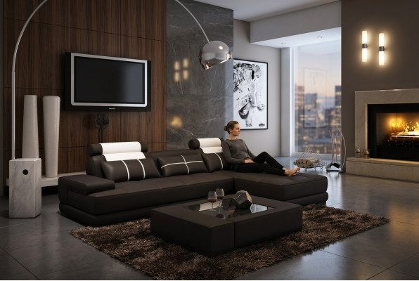 Skórzana sofa Narożnikowa kanapa Sofa Kanapa Podkładka Narożnik Designerskie Sofy Kanapy Nowy Paryż Biały