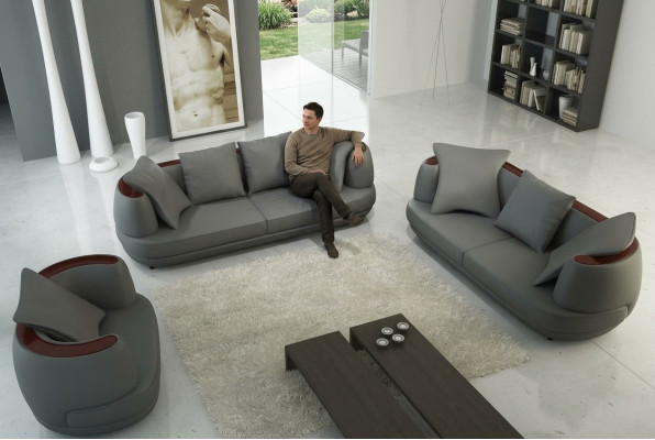 Zestaw sofowy Royal Luxury Designer Couch Podkładka 3+2+1 Skóra Sofa Siedziba Royal Grey