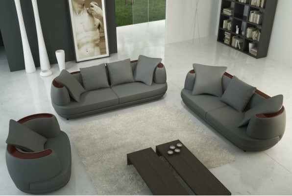 Zestaw sofowy Royal Luxury Designer Couch Podkładka 3+2+1 Skóra Sofa Siedziba Royal Grey