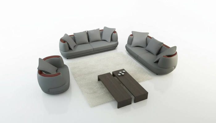 Zestaw sofowy Royal Luxury Designer Couch Podkładka 3+2+1 Skóra Sofa Siedziba Royal Grey