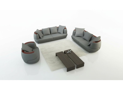 Zestaw sofowy Royal Luxury Designer Couch Podkładka 3+2+1 Skóra Sofa Siedziba Royal Grey
