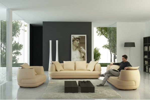 Zestaw sofowy Royal Luxury Designer Couch Podkładka 3+2+1 Skóra Sofa Siedziba BeigeA