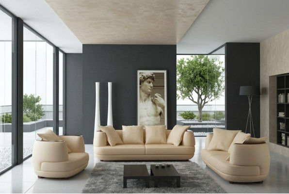 Zestaw sofowy Royal Luxury Designer Couch Podkładka 3+2+1 Skóra Sofa Siedziba BeigeA