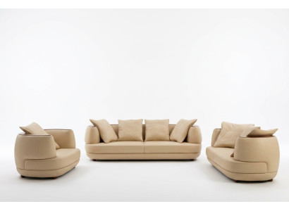 Zestaw sofowy Royal Luxury Designer Couch Podkładka 3+2+1 Skóra Sofa Siedziba BeigeA
