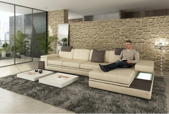 Design skórzana sofa sofa kanapa Podkładka Żywy krajobraz Ustawić Narożnik Włókienniczy