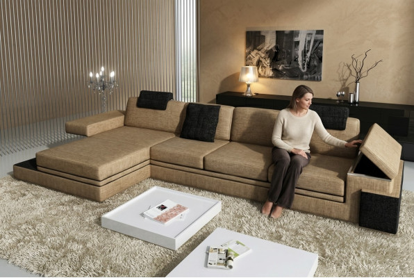 Design skórzana sofa sofa kanapa Podkładka Ustawić Żywy krajobraz Narożnik Włókienniczy