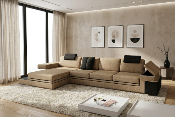 Design skórzana sofa sofa kanapa Podkładka Ustawić Żywy krajobraz Narożnik Włókienniczy
