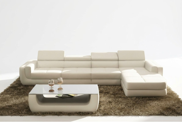 Narożnikowa kanapa skórzana sofa Żywy krajobraz sofa w kształcie litery L kanapa Podkładka Siedziba Narożnik Tettau Biały