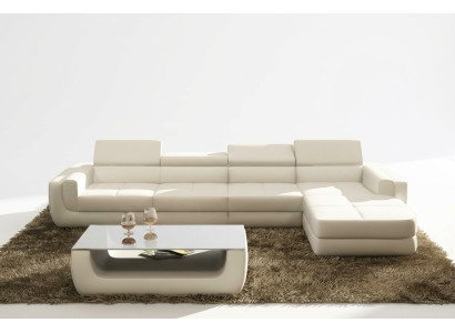 Narożnikowa kanapa skórzana sofa Żywy krajobraz sofa w kształcie litery L kanapa Podkładka Siedziba Narożnik Tettau Biały