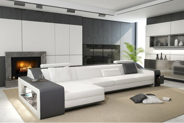 Design Narożnikowa kanapa Sofa Kanapa Podkładka Siedziba Narożnik Ustawić Sofy Skóra Włókienniczy Themar WG