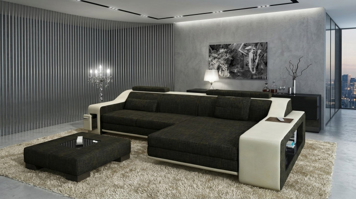 Design Narożnikowa kanapa Sofa Kanapa Podkładka Siedziba Sofy Narożnik Ustawić Włókienniczy Skóra