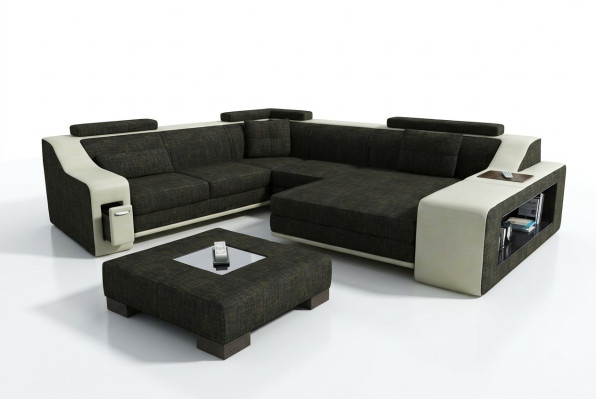 Design Narożnikowa kanapa Sofa Kanapa Podkładka Siedziba Sofy Narożnik Ustawić Włókienniczy Skóra