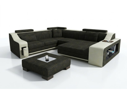 Design Narożnikowa kanapa Sofa Kanapa Podkładka Siedziba Sofy Narożnik Ustawić Włókienniczy Skóra