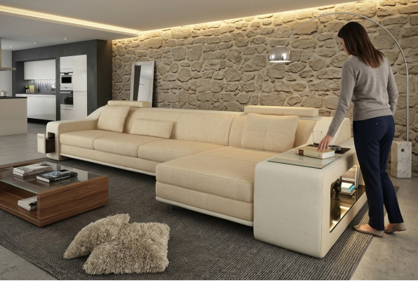 Design Narożnikowa kanapa Sofa Kanapa Podkładka Siedziba Narożnik Ustawić Sofy Skóra Włókienniczy Themar BW