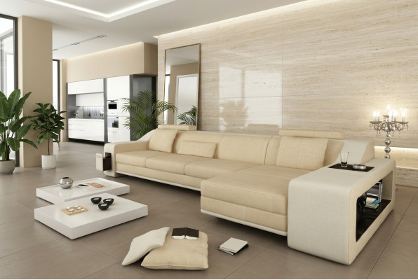 Design Narożnikowa kanapa Sofa Kanapa Podkładka Siedziba Narożnik Ustawić Sofy Skóra Włókienniczy Themar BW