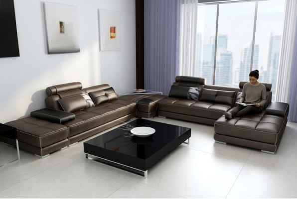 Sofa Narożnikowa kanapa kanapa Żywy krajobraz skórzana sofa XXL designerskie sofy