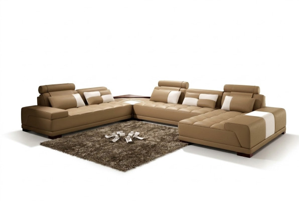 Sofa skórzana Sofa Podkładka Siedziba Narożnik Żywy krajobraz Couch Zestaw narożny PH376 Beżowy