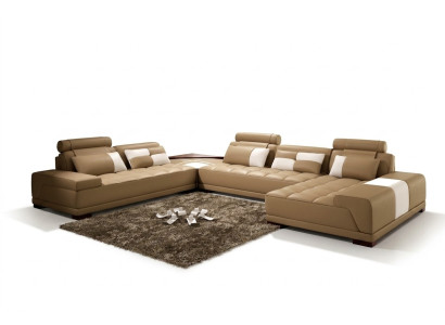 Sofa skórzana Sofa Podkładka Siedziba Narożnik Żywy krajobraz Couch Zestaw narożny PH376 Beżowy